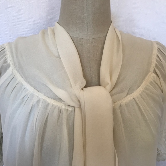 Marc Jacobs Sm ivory silk embroidered blouse EUC - Picture 2 of 8